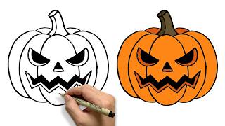 How to Draw a Halloween Pumpkin Step by Step Easy | Spooky Jack O Lantern Drawing Art Ideas