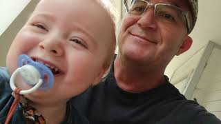 Hunter and Granddad time on the back porch