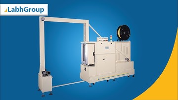 Vertical pallet strapping machine | Top pallet strapping machine with movable track | Labh Group