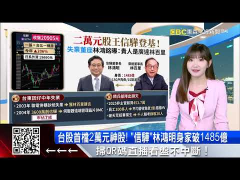 Taiwan's first stock to reach NT$20,000! "Shin Hua" founder Lin Hongming's net worth surpasses NT...