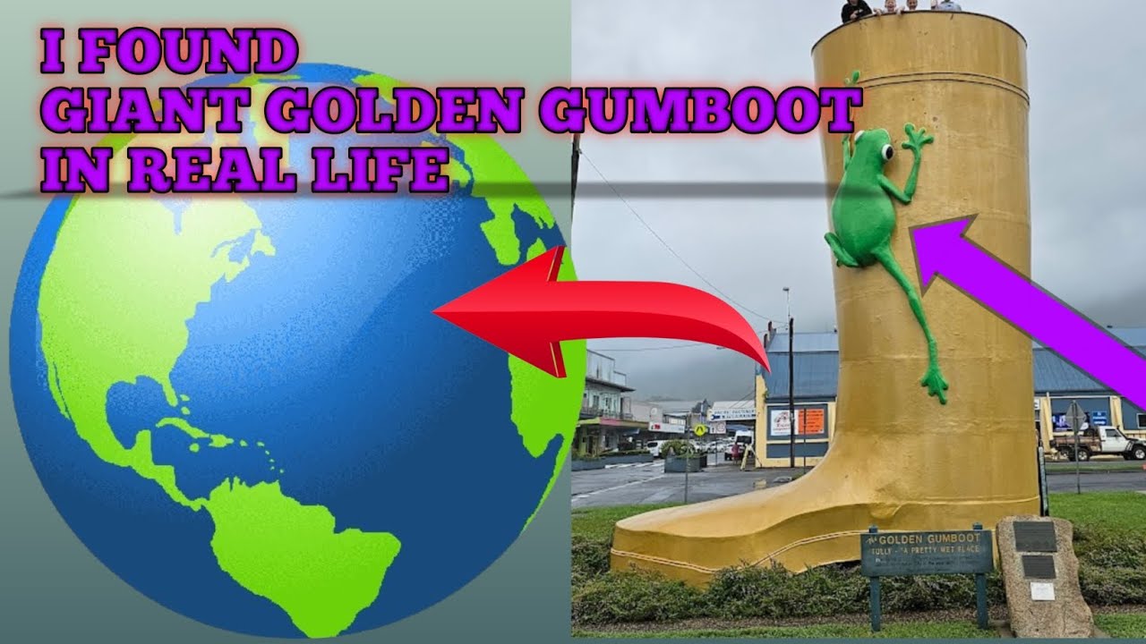 I found giant golden gumboot in real life on Google Earth and Google maps 