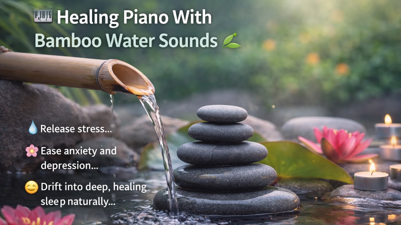 Healing Piano With Bamboo Water Sounds 🌿 Insomnia Relief & Deep Sleep Music