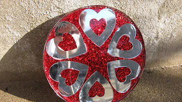 Glitter and Mirrored Hearts Coaster