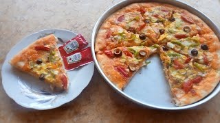 بيتزا اقتصاديه بدون لحوم او جبن بعجينه طريه وطعم مميز 😋 مع نجلاء عبد العزيز screenshot 4