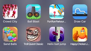 Crowd City, Ball Blast, Draw Car, Sand Balls, Troll Quest Classic, Helix ball jump - iPad Gameplay