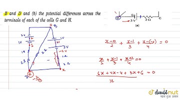 In the circuit shown in figure E,F, G and H are cell of emf 2,1,3, and `1 V` respectively. The r...