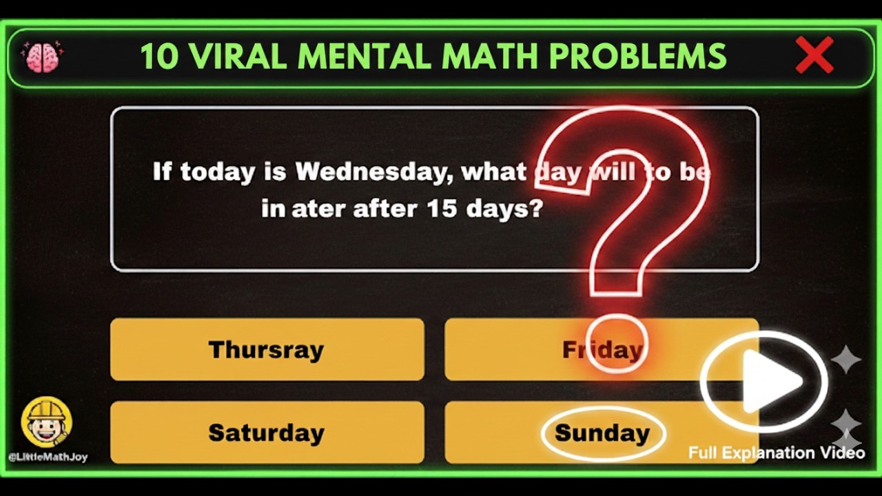 Medium Questions ๐ 10 Medium Math Questions That Most People Get Wrong | Math Quiz with ...