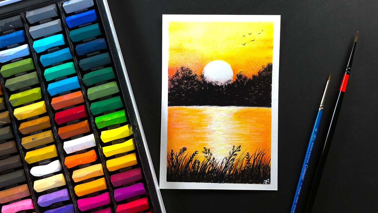 Sunset Lake Painting/ EASY Step By Step For Beginners Tutorial - YouTube