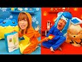 24時間「さむい」VS「あつい」生活!床がマグマになっちゃった...!! 青 vs 赤でポケるんファミリー1色チャレンジ!【対決】