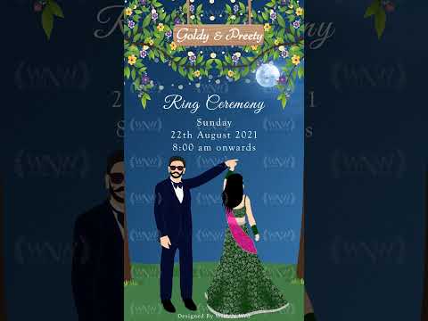 Happy Twirl Engagement Video Invitation | WhatsApp Ring Ceremony Invite With Cartoons | Wish N Wed