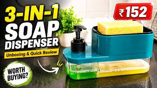 3-in-1 Kitchen Soap Dispenser | Hand Wash + Dishwash + Sponge Holder