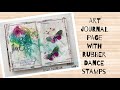 Art journal page with Rubber Dance Stamps and Arteza gouache paints