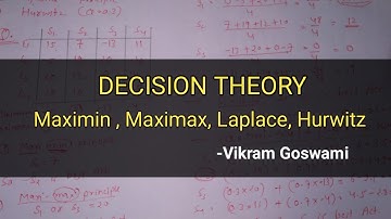 [HINDI] DECISION THEORY - Maximax, Maximin, Hurwitz, Laplace