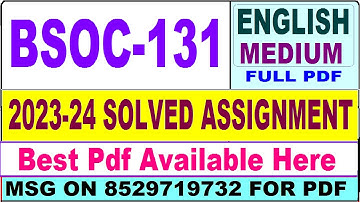 BSOC 131 solved assignment 2023-24 || bsoc 131 solved assignment 2024 in English || bsoc 131 english