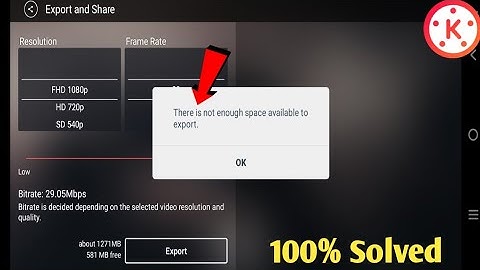 There is not enough space available to export problem | Kinemaster there is not enough space problem