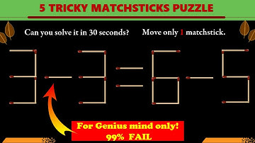 Brain Test I Solving Matchstick Puzzle #17 I 5 Tricky Matchstick Puzzle II 3 - 3 = 6 - 5