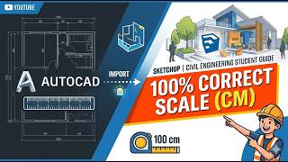 AutoCAD to SketchUp: Import &amp; Scale in CM (Malayalam Tutorial) | Civil Engineering Guide"