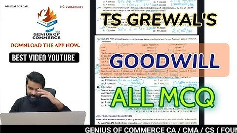 🔴TS Grewal Mcqs Goodwill Nature & Valuation | Class 12 CBSe board||