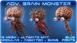 Advanced Brain monster. 13 SKM, animated, dynamic and ultimate material #ue5