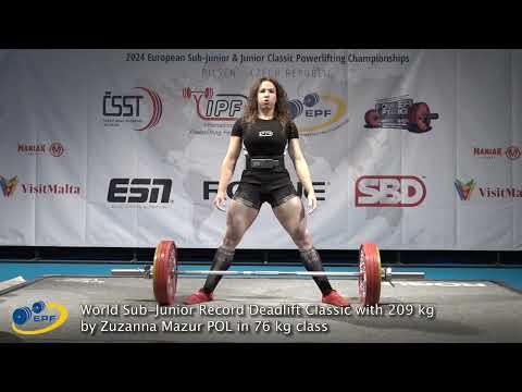 World Sub-Junior Record Deadlift Classic with 209 kg by Zuzanna Mazur POL in 76kg class