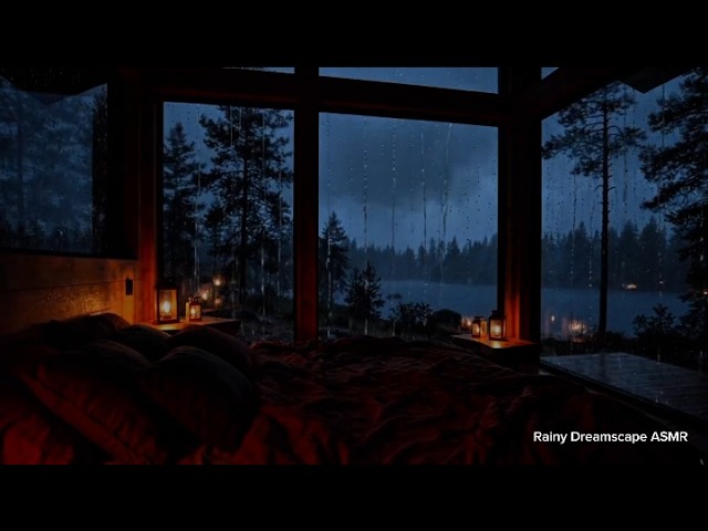Rain Sounds for Sleep 🌧️ Cozy Cabin by the Lake at Night | Relaxing Thunderstorm Ambience-Rainsounds