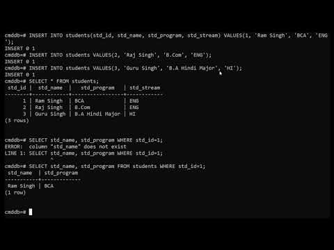 PostgreSQL Tutorial (CMD/TERMINAL): CRUD - CREATE, READ, UPDATE, DELETE