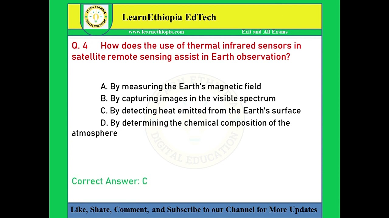 Remote Sensing | Model Exit Exam Questions for Urban Land Administration Exit Exam