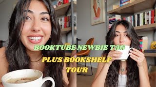 Introverted girlie joins booktube! ☕Booktube newbie tag + bookshelf tour!