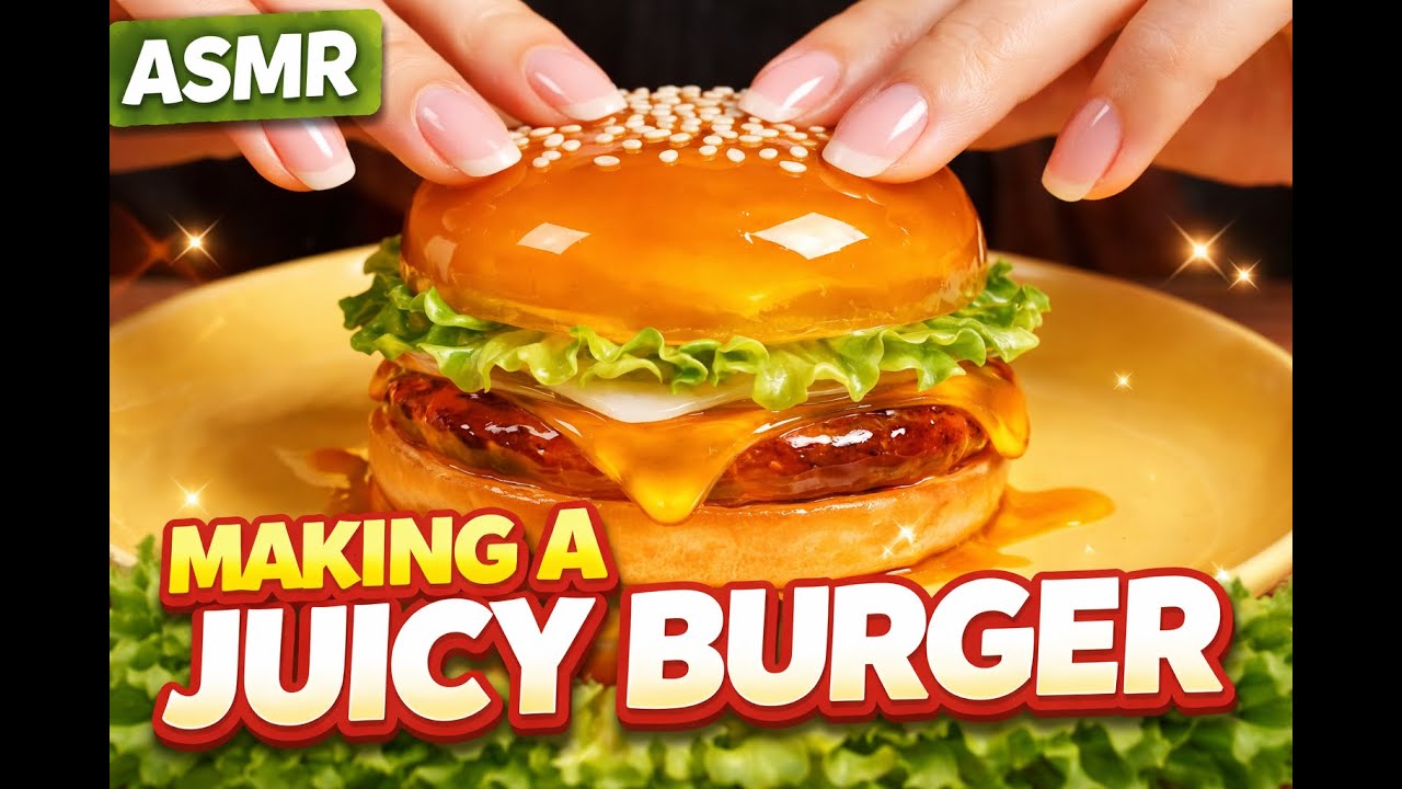 ASMR Making a Juicy Burger | Satisfying Cooking Sounds I AI Content Creation Universe