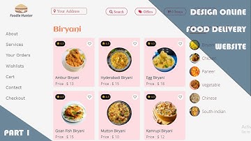 Design online food delivery website using HTML CSS and Javascript.