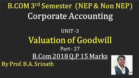 Corporate Accounting 3rd Sem B.Com - Valuation of Goodwill - 2018 Question Paper 15 Marks