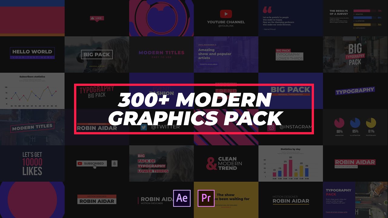 300+ Modern Graphics Pack - After Effects Template - YouTube