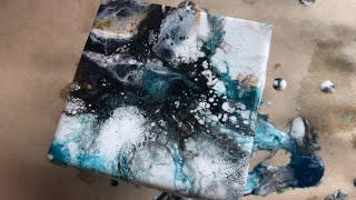 (90) Fluid Art - Acrylic Pouring - Earthbound - multieffects on tiles with ink