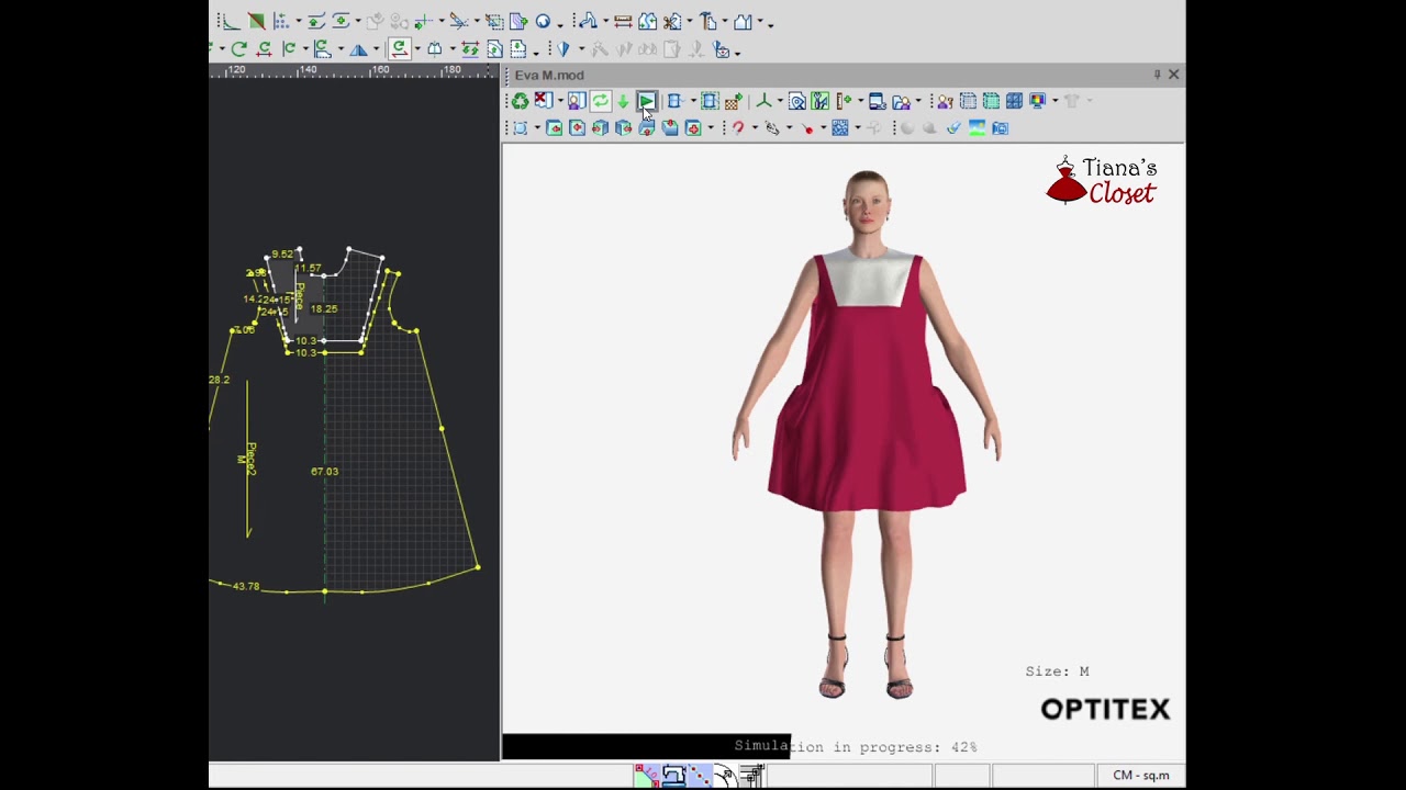 3D simulation Minju dress Tiana's Closet free sewing pattern YouTube