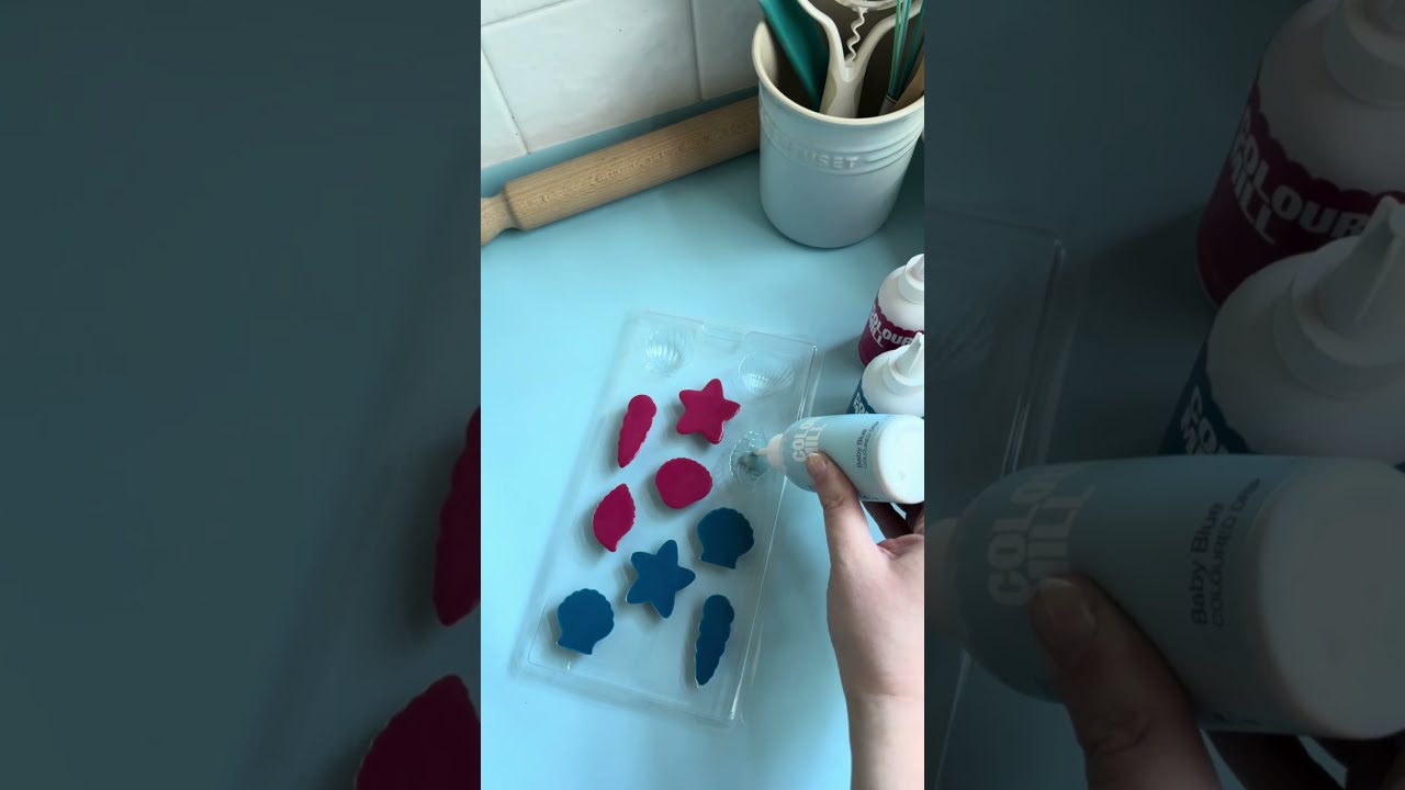 Using Colour Mill Chocolate Drip Wilton Seashell Mould To Make Summer Beach Cake Cupcake Toppers