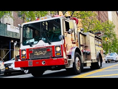 FDNY ENGINE 9 & FDNY SATELLITE 1 TAKING UP FROM A 3RD ALARM FIRE ON THE