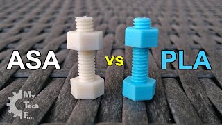ASA vs PLA 3D printed bolts and screw nuts