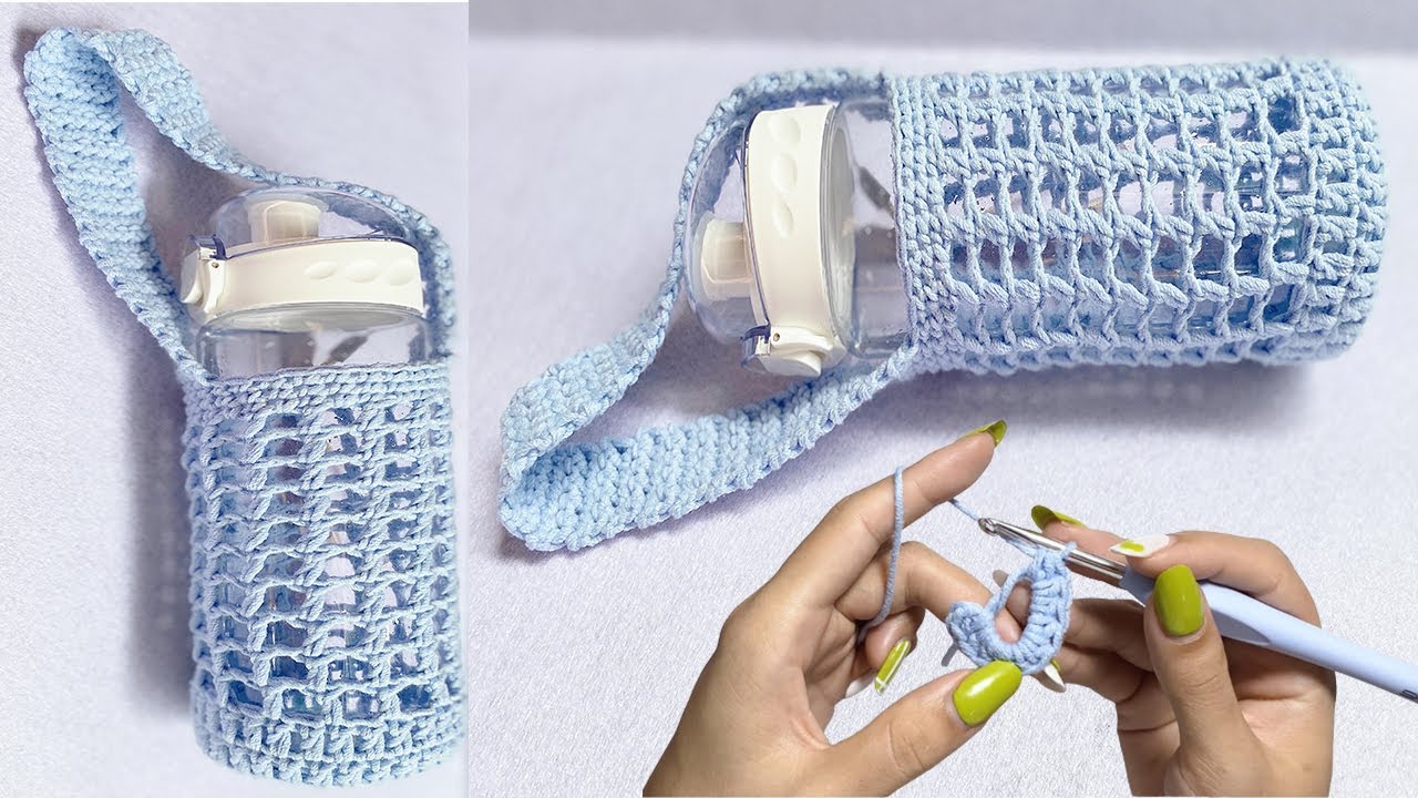 How To Make Crochet Water Bottle Holder Tutorial For Beginner - YouTube