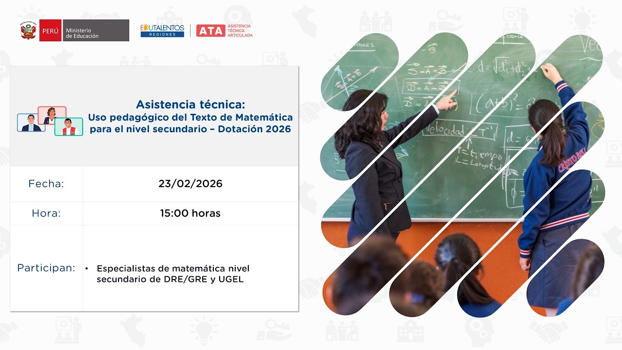 Asistencia técnica: Uso pedagógico del Texto de Matemática para el nivel secundario – Dotación 2026