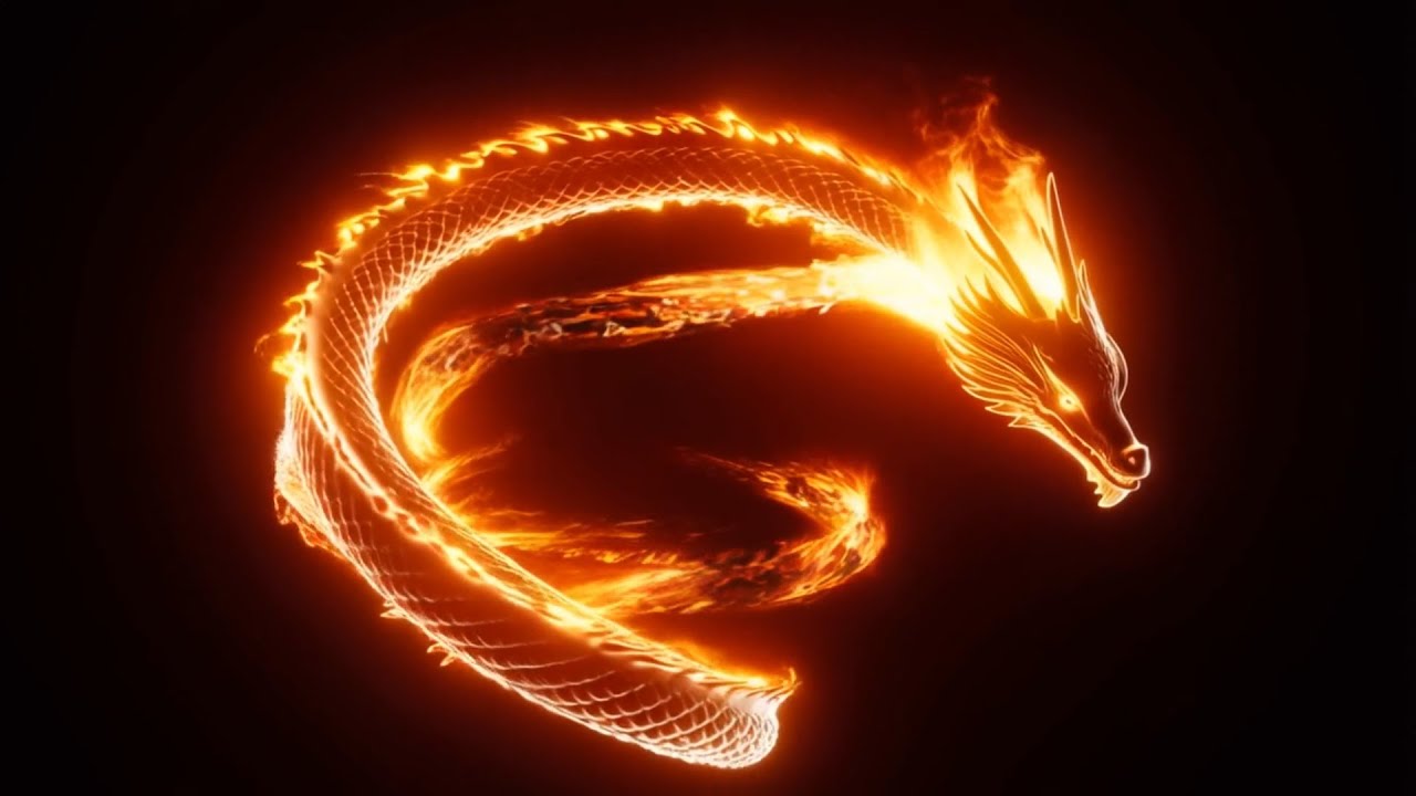 3D голограмма: величественный дракон и цветущий лотос