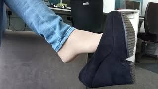 Black Suede Platform Pumps Shoeplay Dangling Heels.