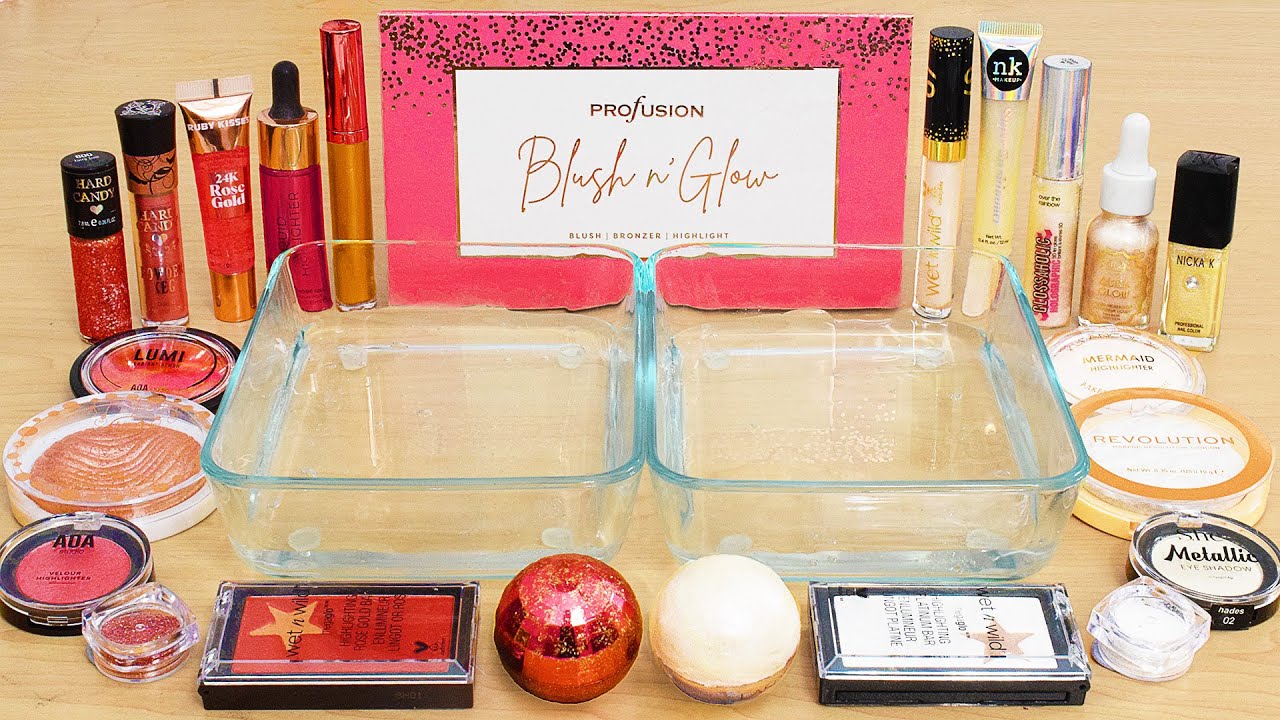 Rose Gold vs Pearl - Mixing Makeup Eyeshadow Into Slime ASMR