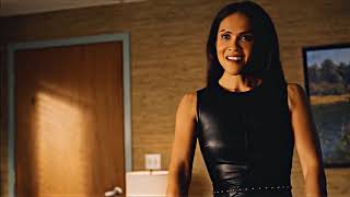 Mazikeen in leather dress and black over the knee boots in tv show 'Lucifer'
