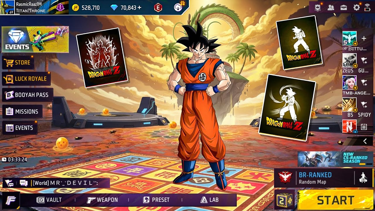 Free fire x DragonBall Super💥😻 | ff x dragon ball z | ff x DBZ | Goku Bundle in free fire