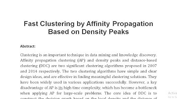 Fast Clustering by Affinity Propagation Based on Density Peaks