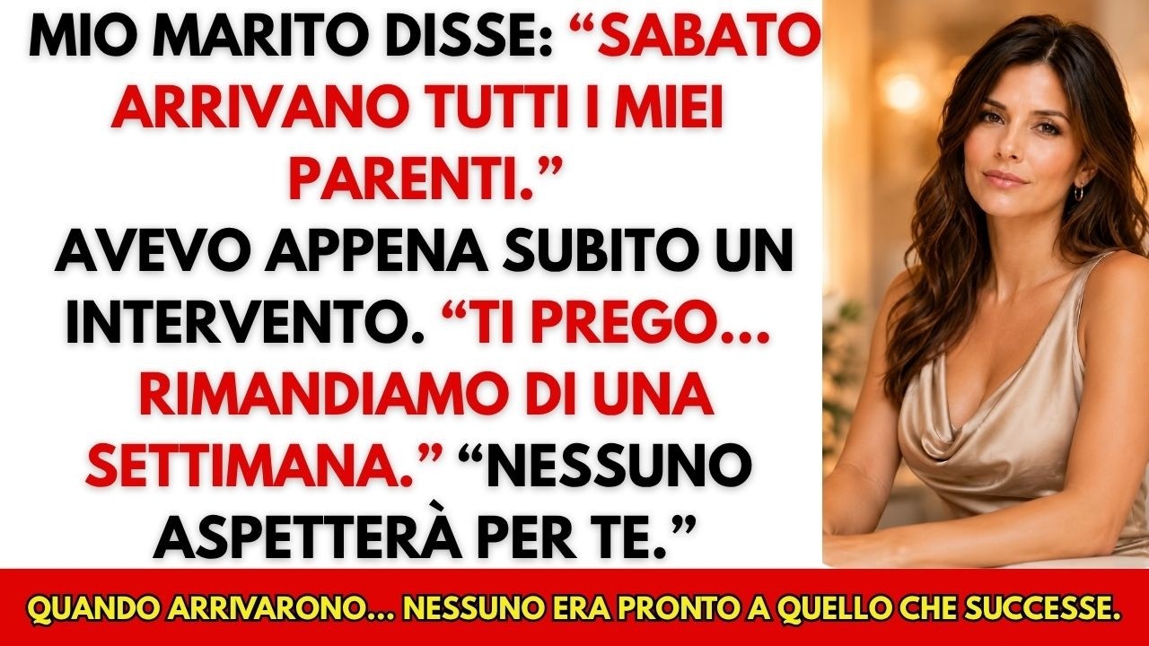 Mio marito entrò in camera cinque giorni dopo il mio intervento alla schiena e mi disse: “Sabato arrivano tutti e dodici. Restano due settimane. Preparati.” Quando gli chiesi di rimandare, anche...