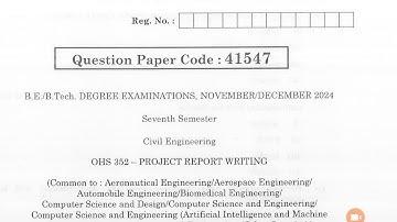 OHS352 | Project Report Writing | Nov Dec 2024 | Anna University | Previous Year Questions |