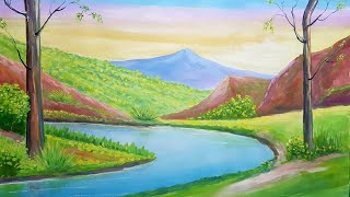 poster colour landscape painting easy beginners step