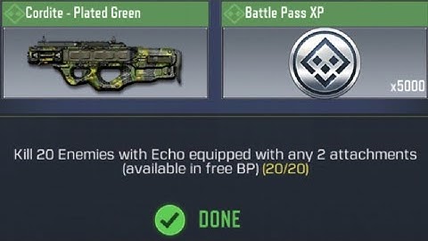 Call Of Duty: Mobile Kill 20 Enemies with Echo equipped with any 2 attachments Task Complete