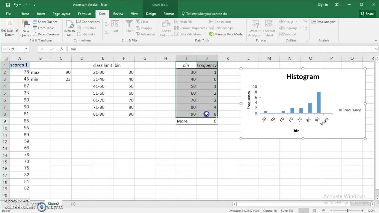 Use Excel 2017 To Make Frequency Distribution And Histogram For Quantitative Data You